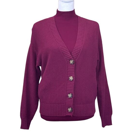 LOFT maroon sweater set, medium, academic, cool weather, layering, schoolgirl - Picture 1 of 5